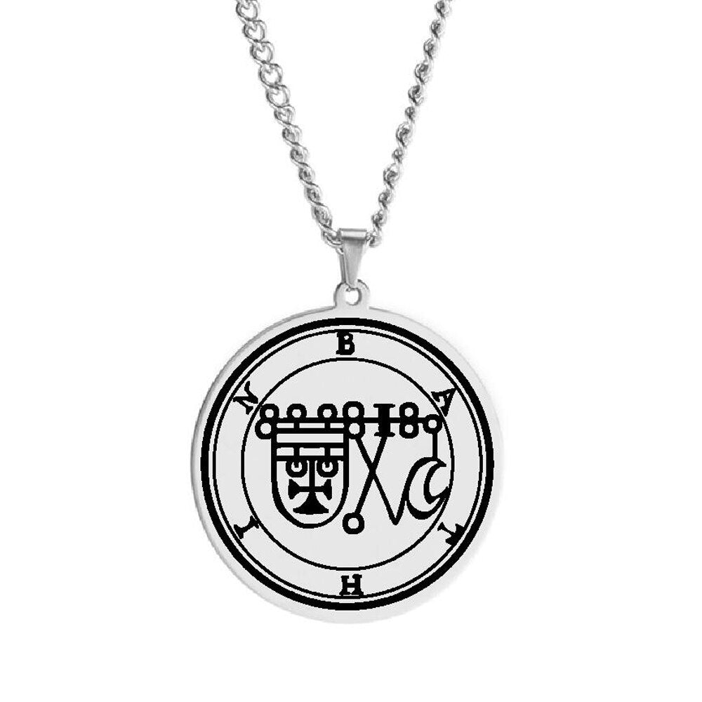 Products Silver Necklace Of Demon Sigil From The Lesser Key Of Solomon | Goetia Magick Pendants (Sigils 13-24) | Apollo Tarot Jewelry Shop