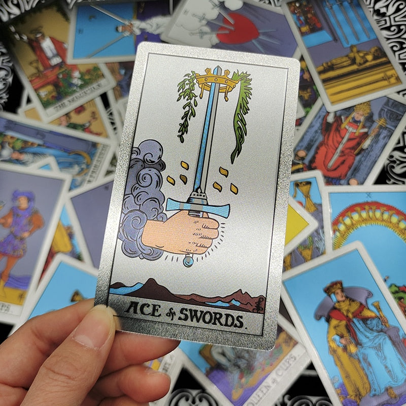 Silver Foil Tarot Deck | Classical Black & White Gold Foil Waterproof Tarot Cards With Magnetic Box As Special Gift | Apollo Tarot Shop