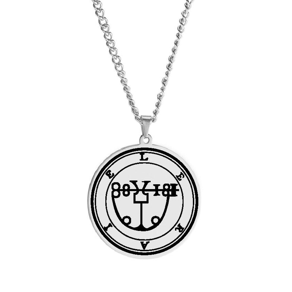 Products Silver Necklace Of Demon Sigil From The Lesser Key Of Solomon | Goetia Magick Pendants (Sigils 13-24) | Apollo Tarot Jewelry Shop