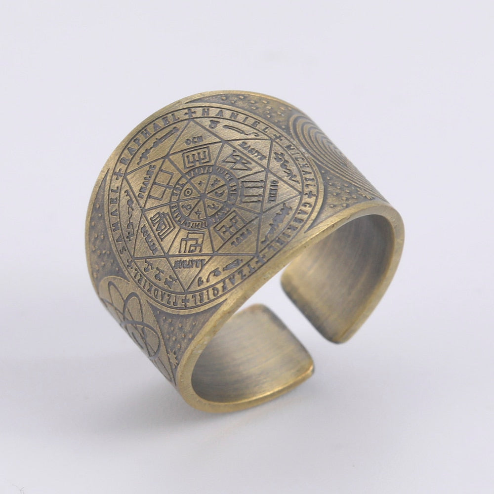 Seal of The 7 Archangels Protection Ring | Metatron Cube Ring Amulet | Lilith Sigil Vintage Ring Jewelry | Apollo Tarot Shop