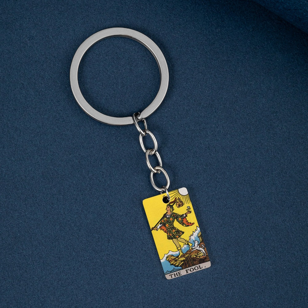 Tarot Card Keychain | Stainless Steel Major Arcana Keyring | Pagan Lucky Amulet | Spiritual Witchy Jewelry Accessories Gift | Apollo Tarot Shop