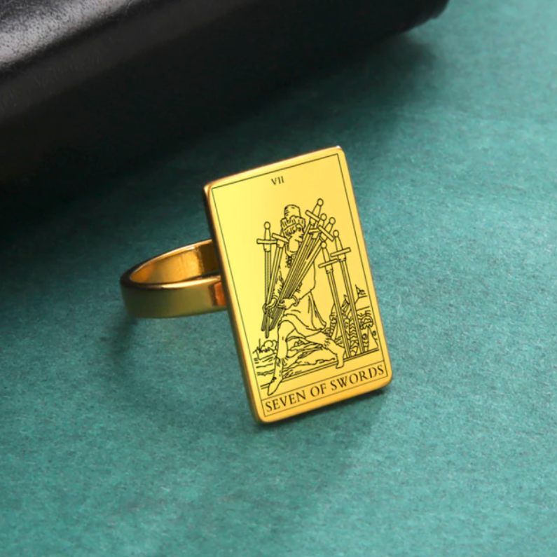 Gold Tarot Ring | Suit Of Swords Rider-Waite-Smith Cards | Apollo Tarot