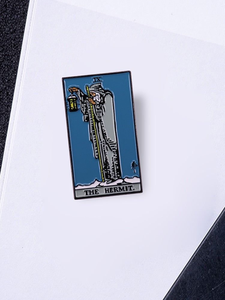 The Hermit Tarot Card Enamel Lapel Pin | Introvert Self-Care Brooch Badge Gift for Backpacks | Spiritual Charm Jewelry Gift | Apollo Tarot Shop