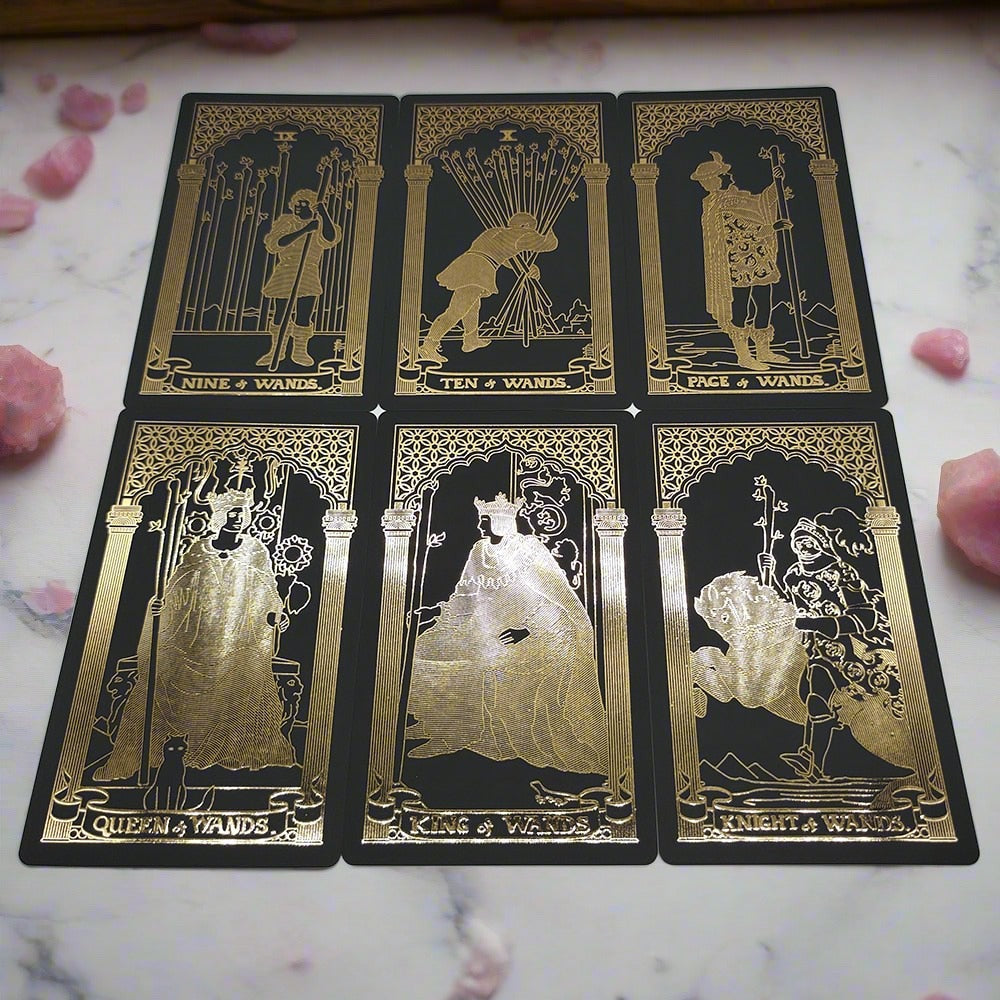 Gold Foil Tarot Deck | Premium Plastic Cards In Economic Tuck Box With English Guidebook For Beginner Divination Readers | Apollo Tarot Shop