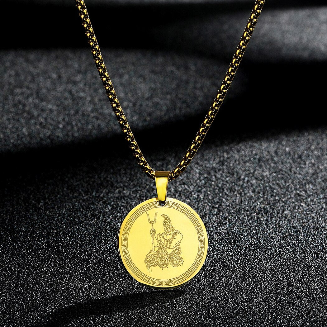 Hades & Cerberus Greek Mythology Necklace | Chthonic God Of The Underworld Pendant | Silver Or Gold-Plated Stainless Steel Charm Jewelry | Apollo Tarot Shop
