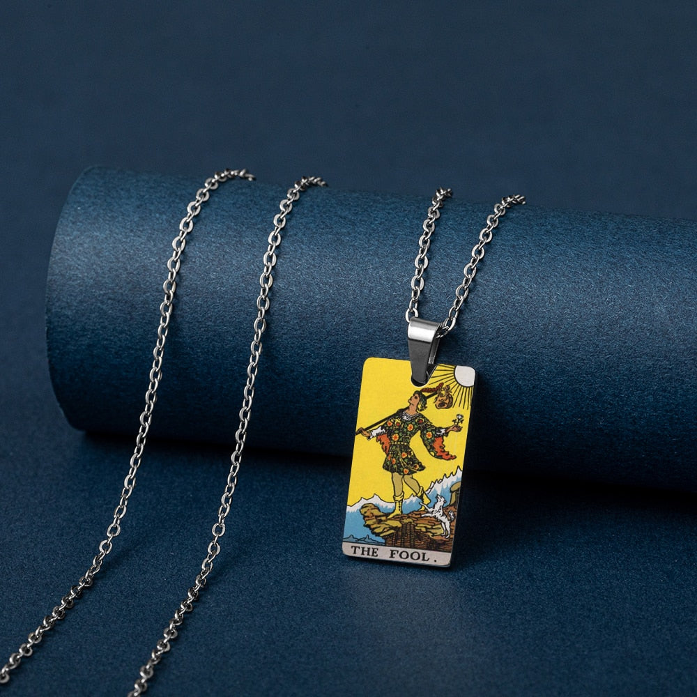 Tarot Card Necklace | Colorful Major Arcana Pendants | Witchy Jewelry For Spiritual Men And Women | Stainless Steel Tarot Cards Charm Necklaces | Apollo Tarot Shop