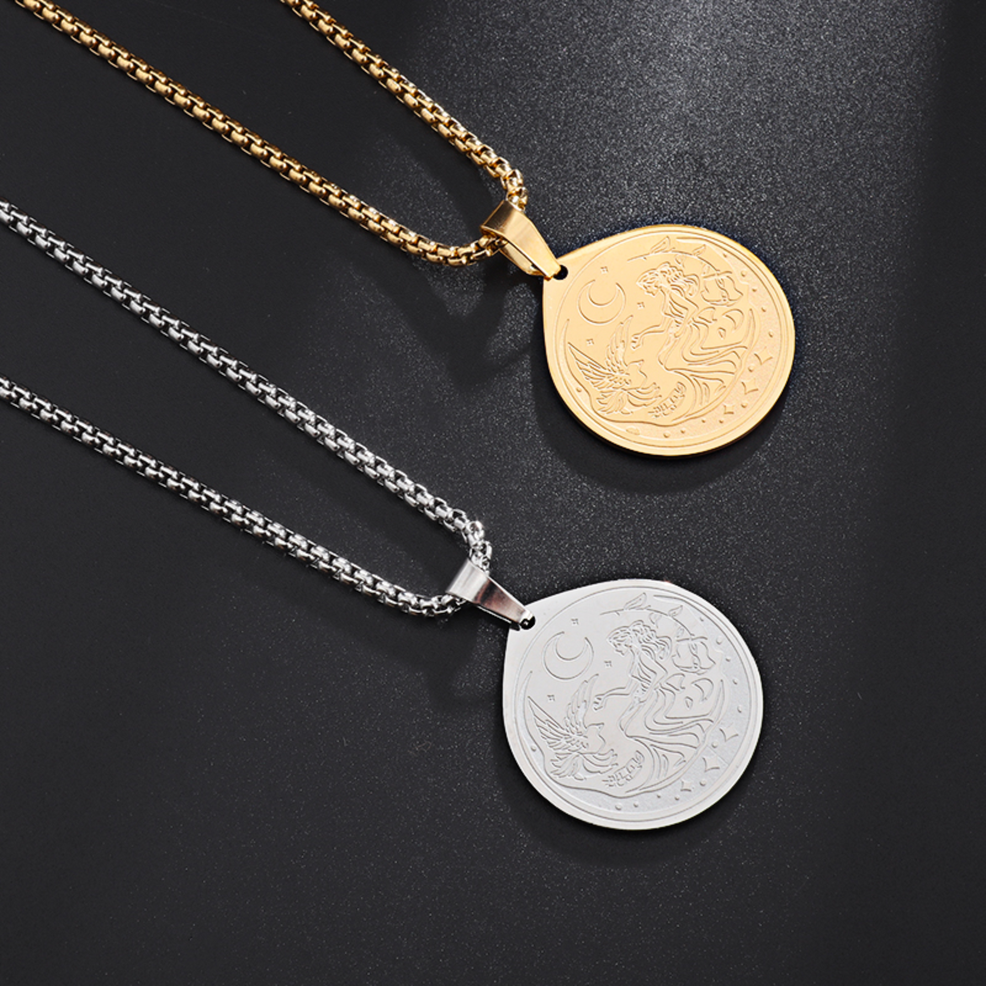 Selene Goddess Necklace | Greek Mythology Deity Of The Moon Statement Jewelry | Stainless Steel Pagan Worship Pendant | Apollo Tarot Jewelry Shop