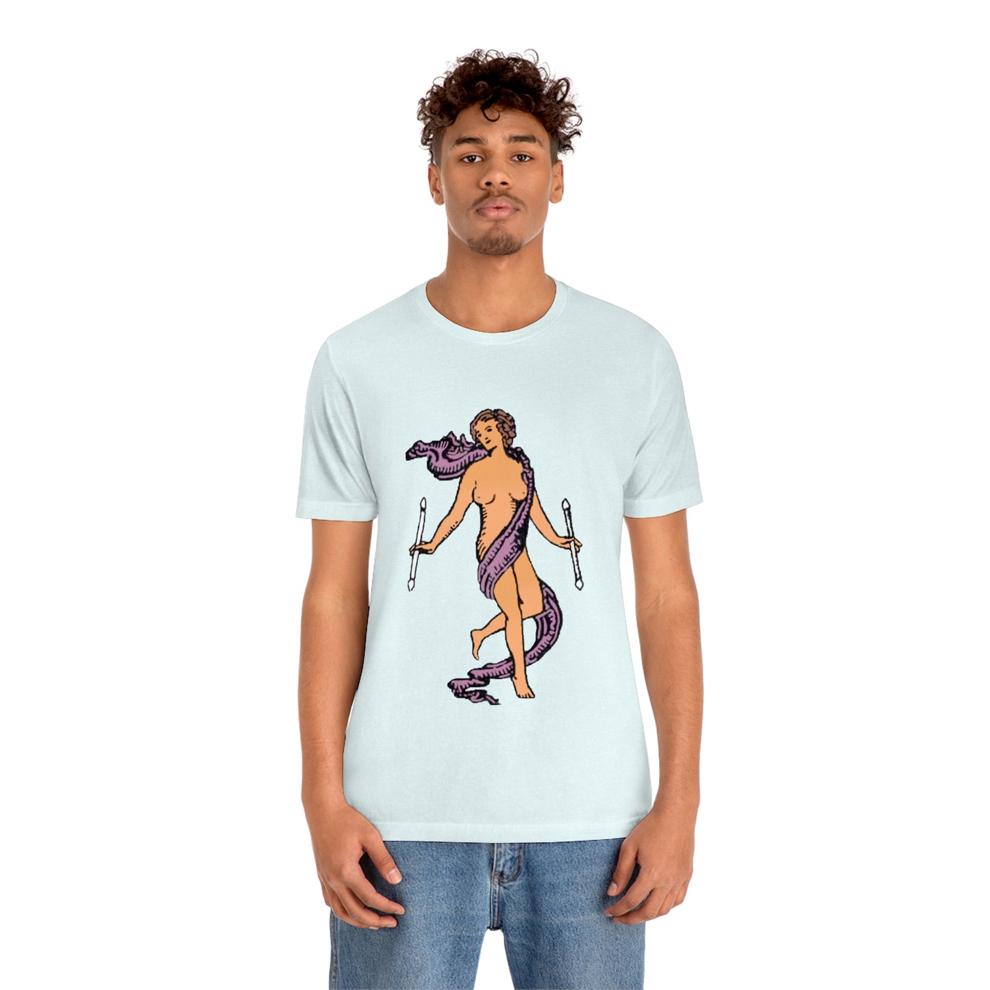 The World Tarot Card Unisex Blue T-Shirt | Witchy Apparel Gift For Spiritual Men & Women | Apollo Tarot