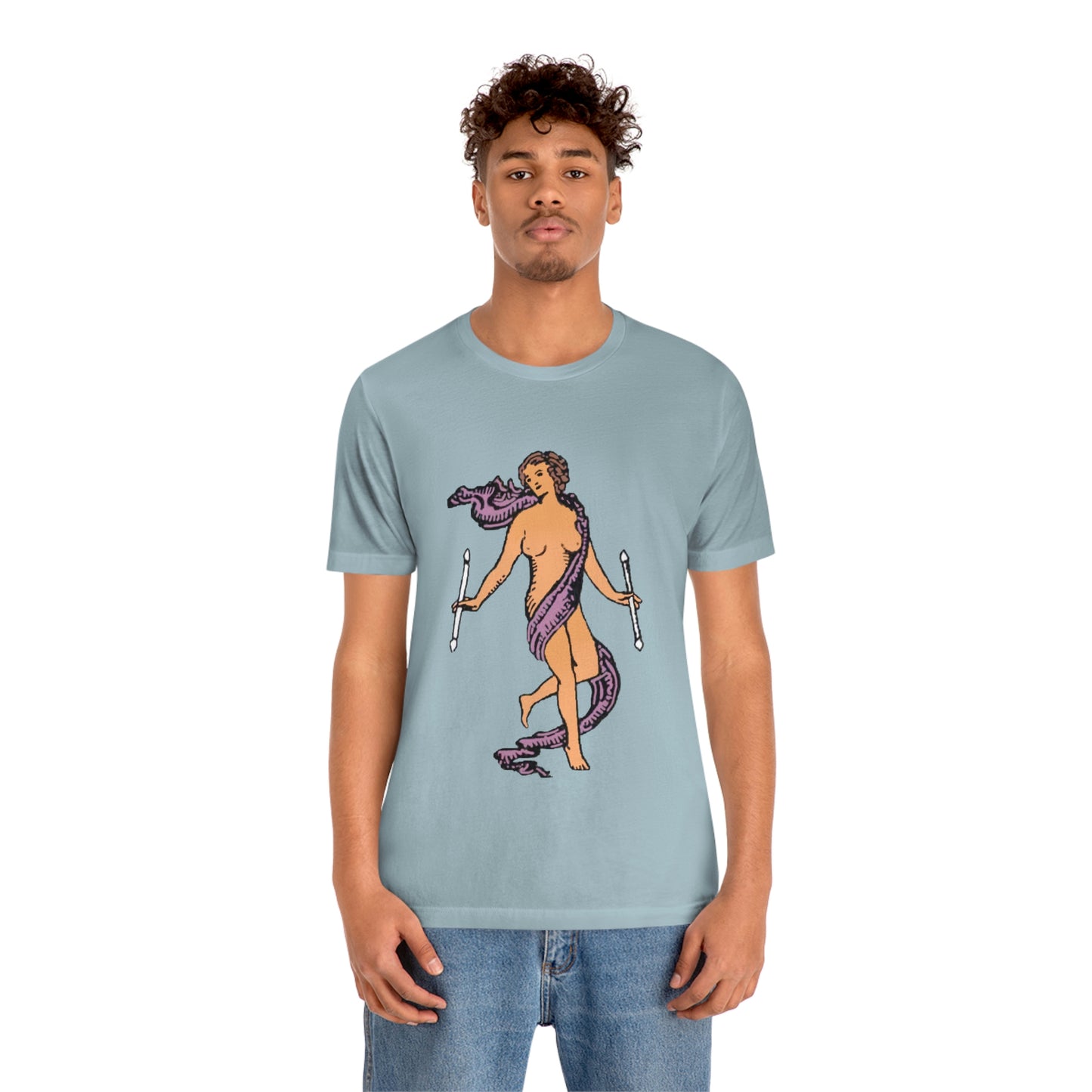 The World Tarot Card Unisex Blue T-Shirt | Witchy Apparel Gift For Spiritual Men & Women | Apollo Tarot