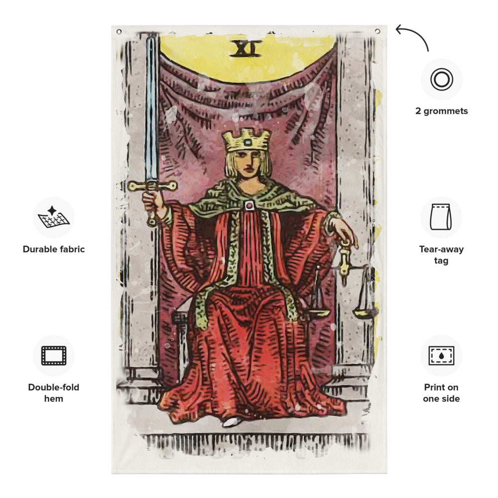 Tarot Tapestry | Justice Tarot Card Wall Flag