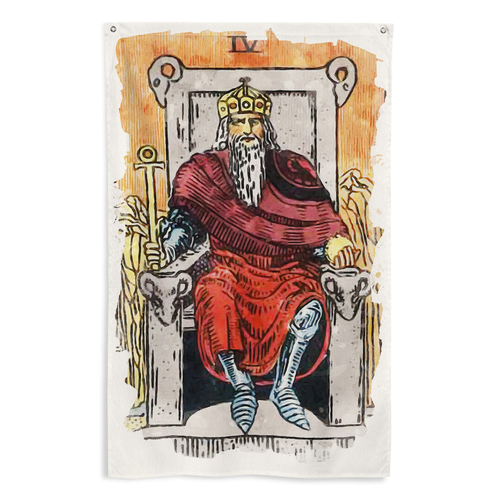 Tarot Wall Tapestry | The Emperor Tarot Card Flag | Apollo Tarot