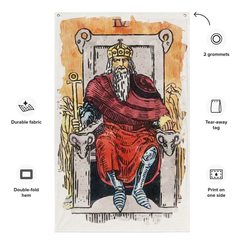 Tarot Wall Tapestry | The Emperor Tarot Card Flag | Apollo Tarot