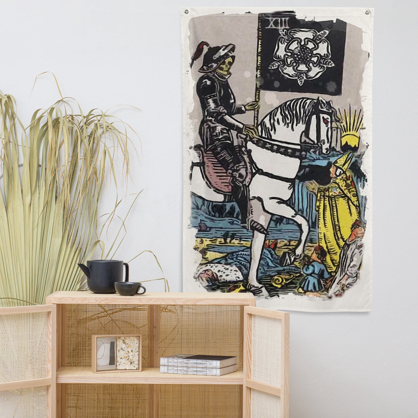 Tarot Wall Tapestry | Death Tarot Card | Major Arcana Watercolor Flag | Apollo Tarot