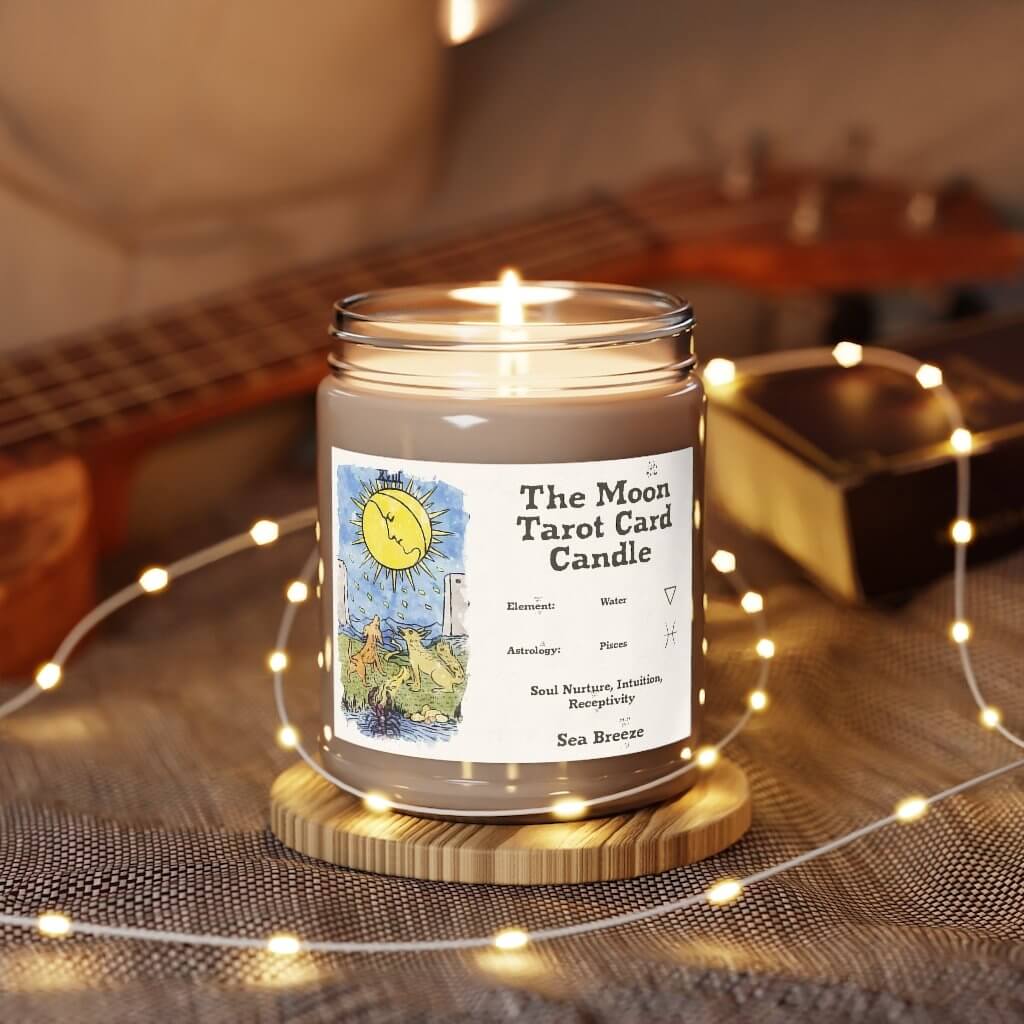 The Moon Tarot Card Candle, Ocean Breeze Aromatherapy Candle, 9oz - Image #3