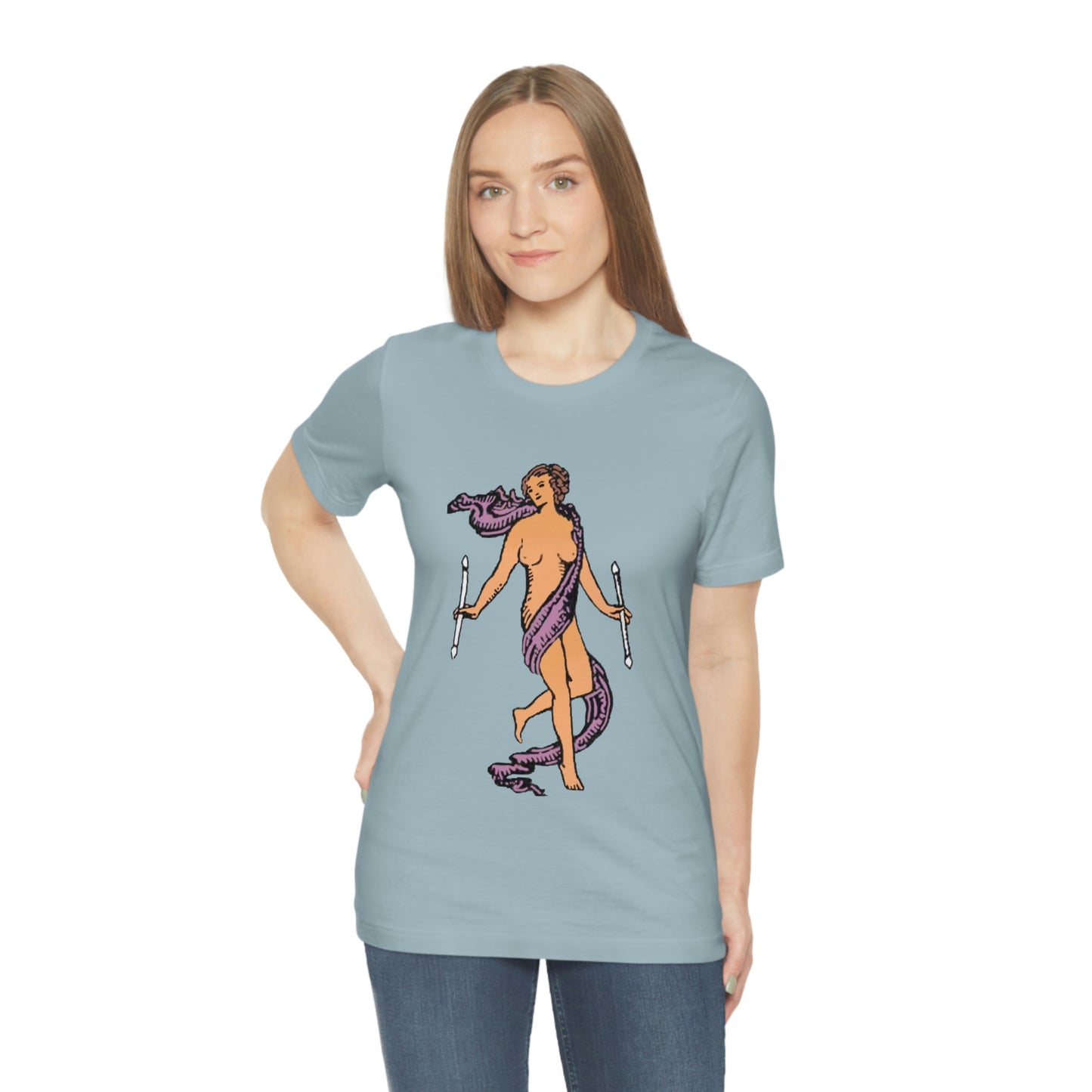 The World Tarot Card Unisex Blue T-Shirt | Witchy Apparel Gift For Spiritual Men & Women | Apollo Tarot