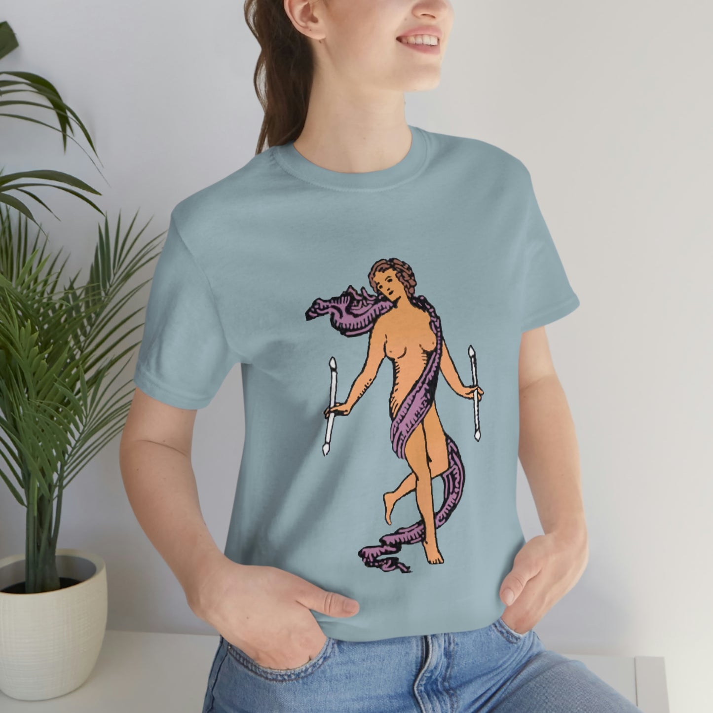 The World Tarot Card Unisex Blue T-Shirt | Witchy Apparel Gift For Spiritual Men & Women | Apollo Tarot