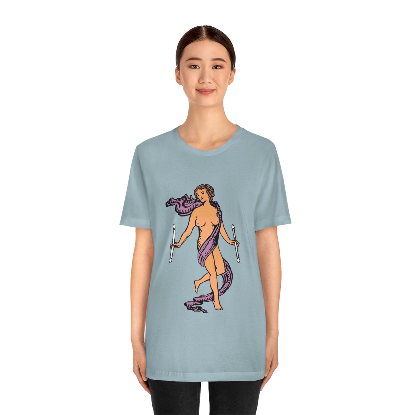 The World Tarot Card Unisex Blue T-Shirt | Witchy Apparel Gift For Spiritual Men & Women | Apollo Tarot