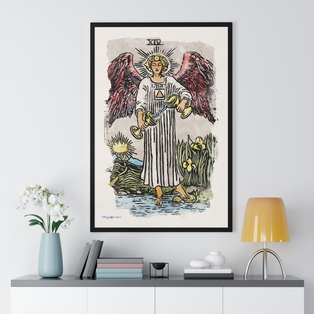 Watercolor of The Temperance Tarot Card Framed Poster | Apollo Tarot