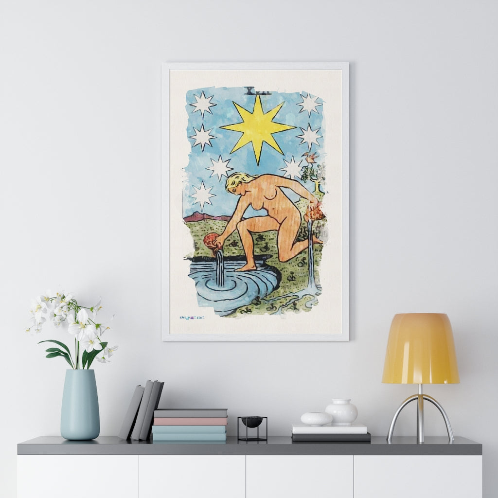 Watercolor of The Star Tarot Card Framed Poster | Apollo Tarot