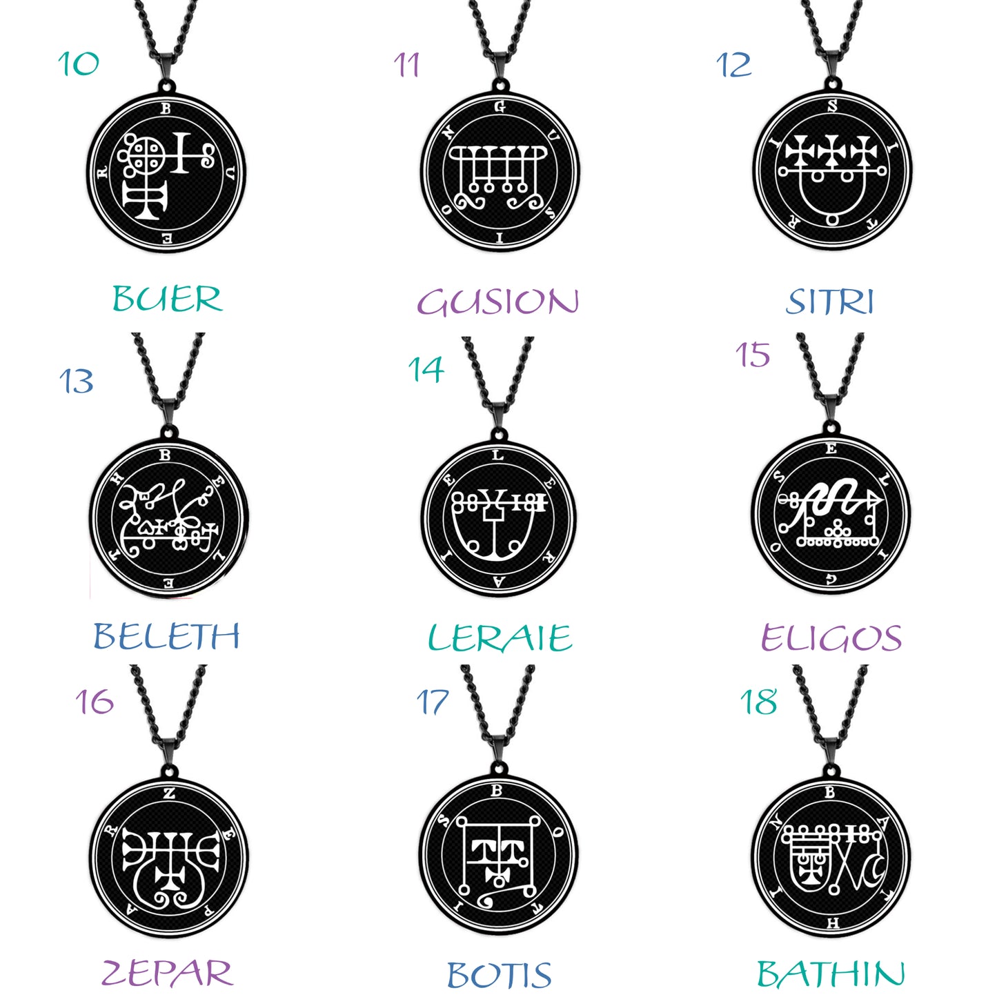 Black Necklace Of Demon Sigil From The Lesser Key Of Solomon | Goetia Magick Goth Pendant | Lemegeton Witchcraft Jewelry For Witchy Men | Apollo Tarot Jewelry Shop