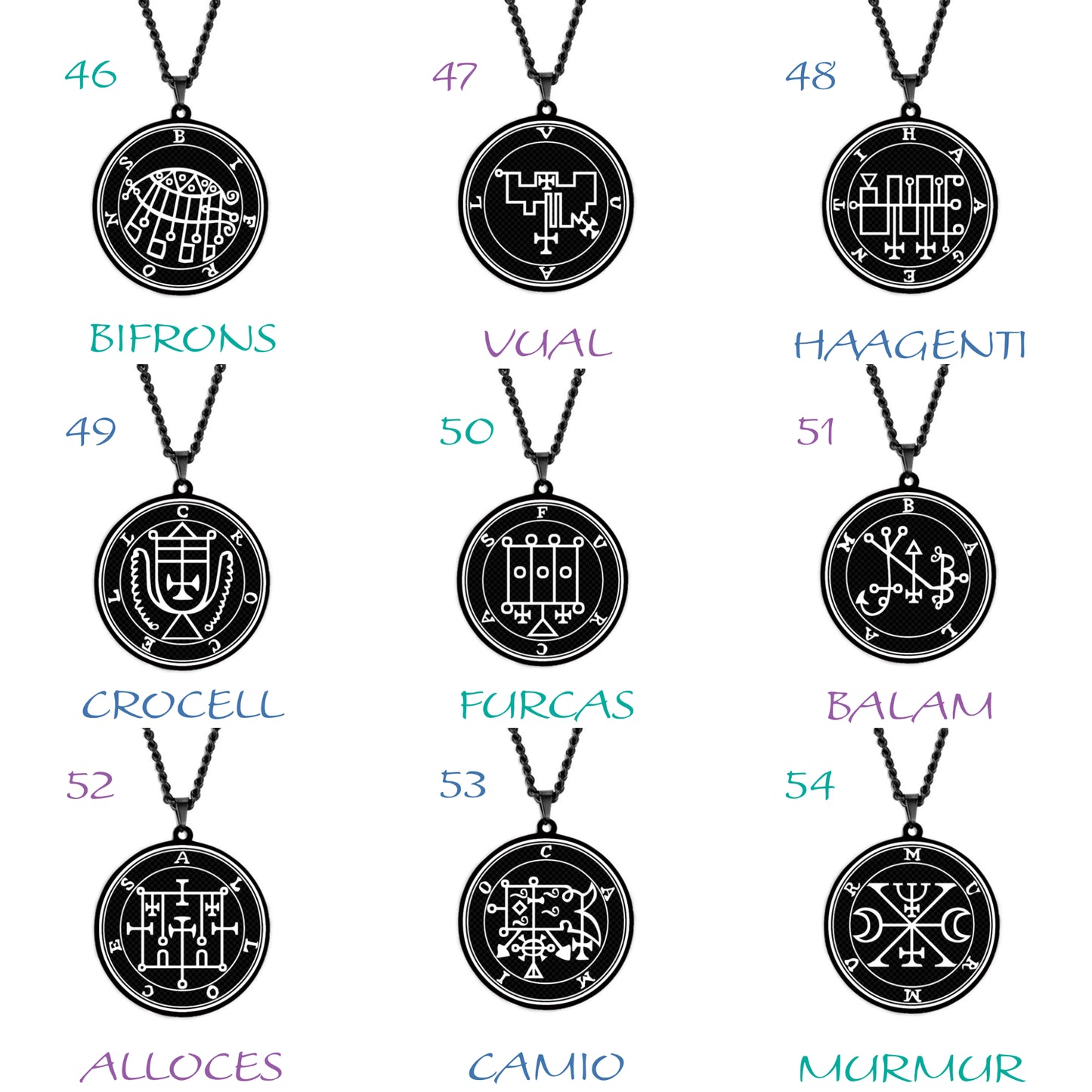 Black Necklace Of Demon Sigil From The Lesser Key Of Solomon | Goetia Magick Goth Pendant | Lemegeton Witchcraft Jewelry For Witchy Men | Apollo Tarot Jewelry Shop