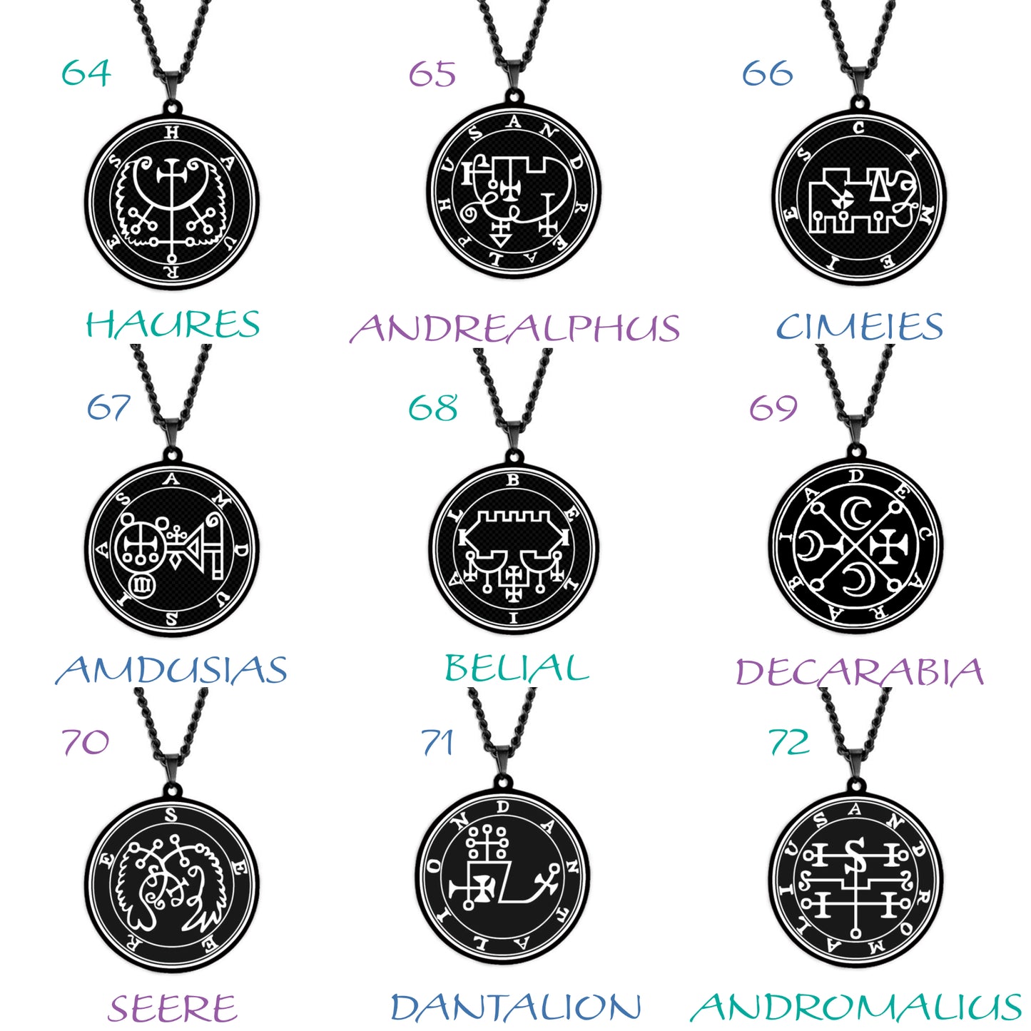 Black Necklace Of Demon Sigil From The Lesser Key Of Solomon | Goetia Magick Goth Pendant | Lemegeton Witchcraft Jewelry For Witchy Men | Apollo Tarot Jewelry Shop