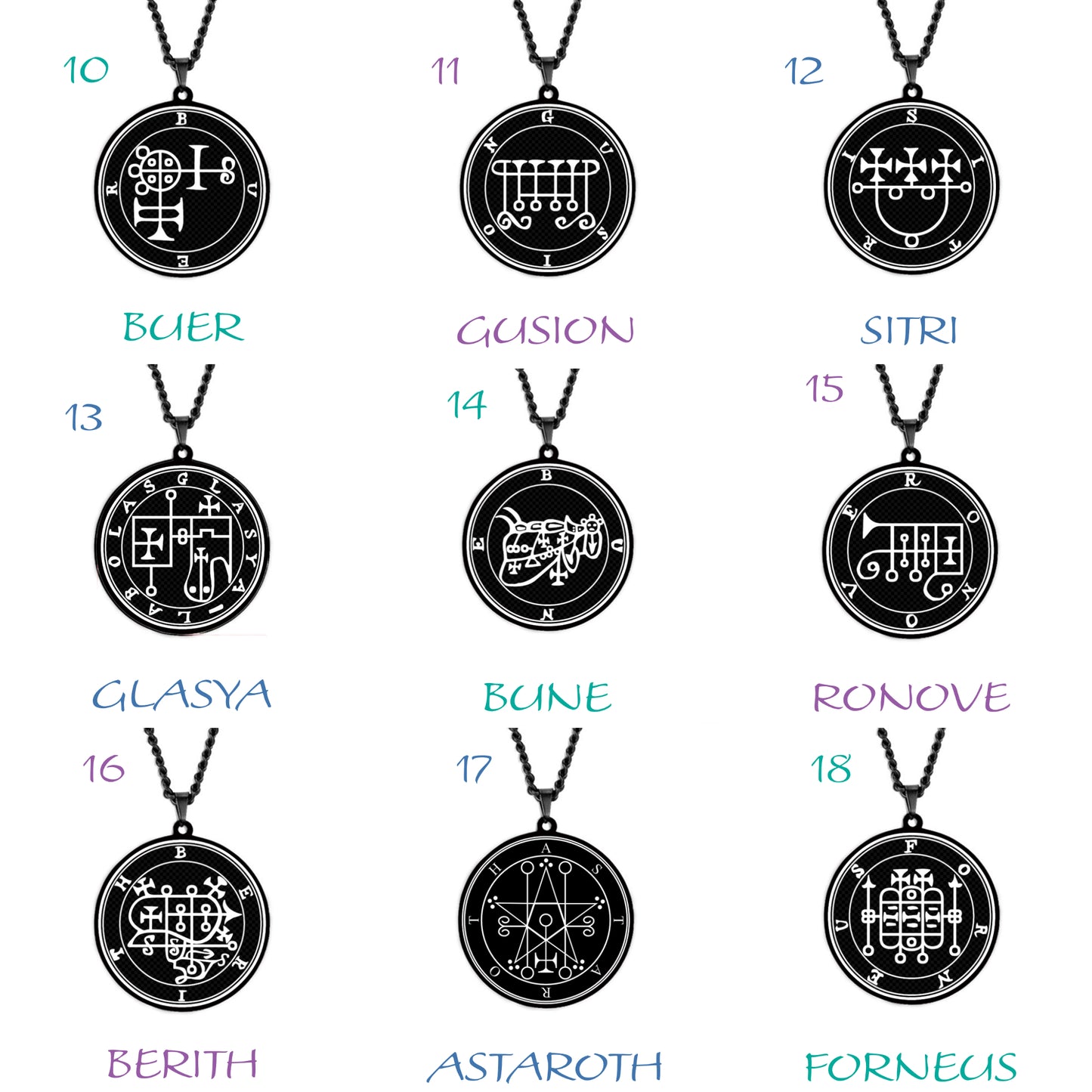 Lesser Key Of Solomon Goetia Sigil Talisman Necklace | Lemegeton 72 Demon Sigils Black Stainless Steel Pendant | Witchcraft Amulet For Spiritual Men & Women | Apollo Tarot Jewelry Shop