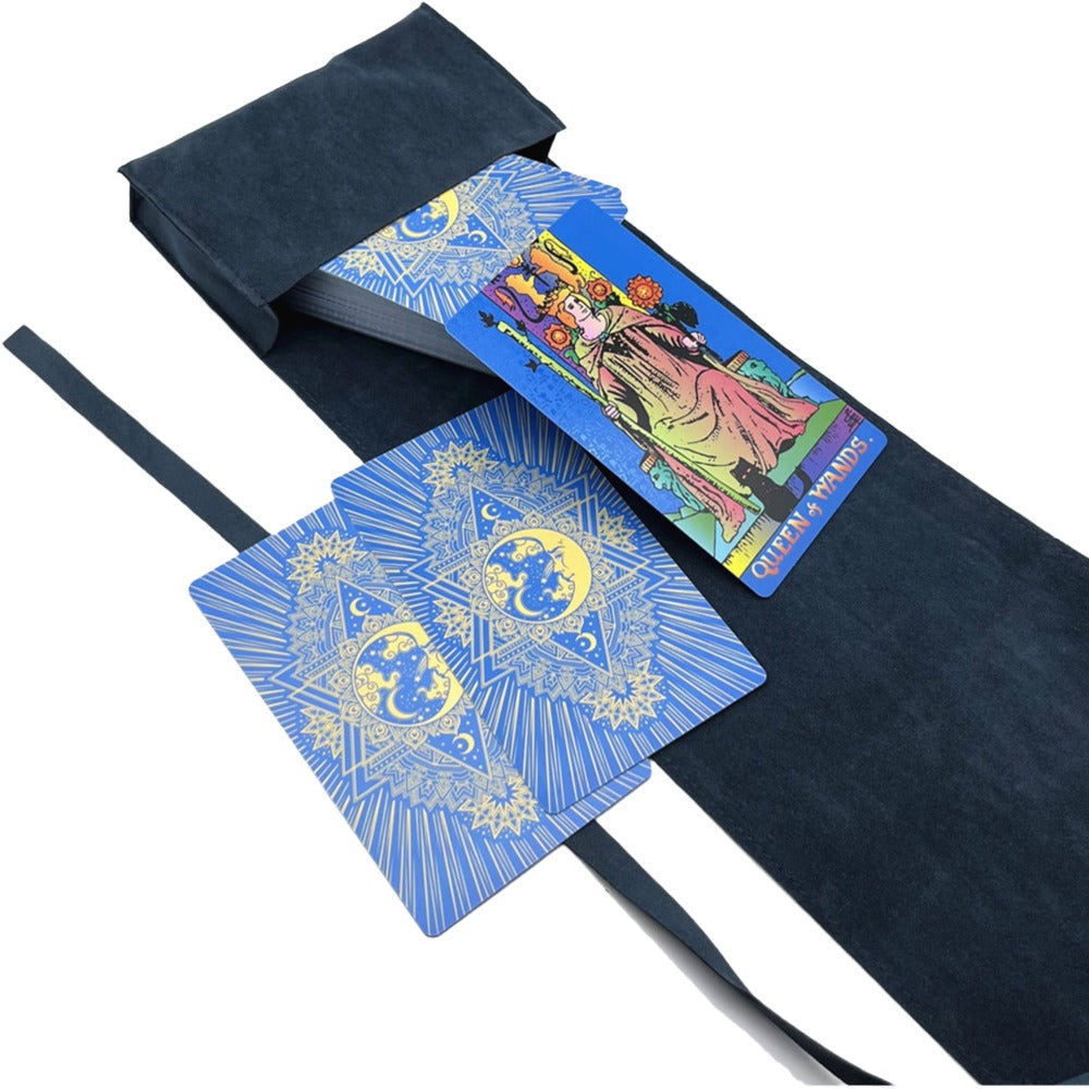 Tarot Deck | RWS-Inspired Plastic Cards Colored In Pink, Blue, Or Black + Cloth Storage Bag + English Guidebook| Premium Divination Witch Gift Set | Apollo Tarot Shop