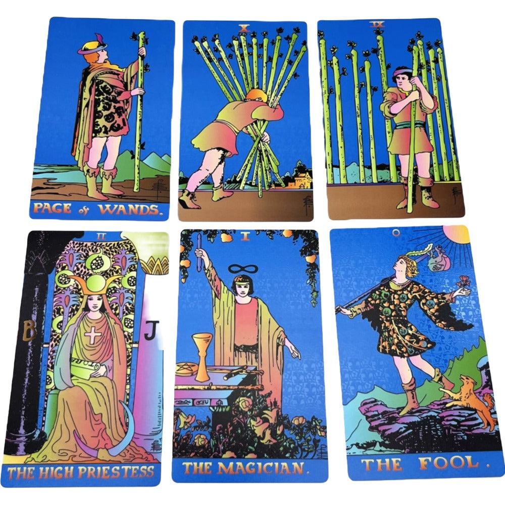 Tarot Deck | RWS-Inspired Plastic Cards Colored In Pink, Blue, Or Black + Cloth Storage Bag + English Guidebook| Premium Divination Witch Gift Set | Apollo Tarot Shop