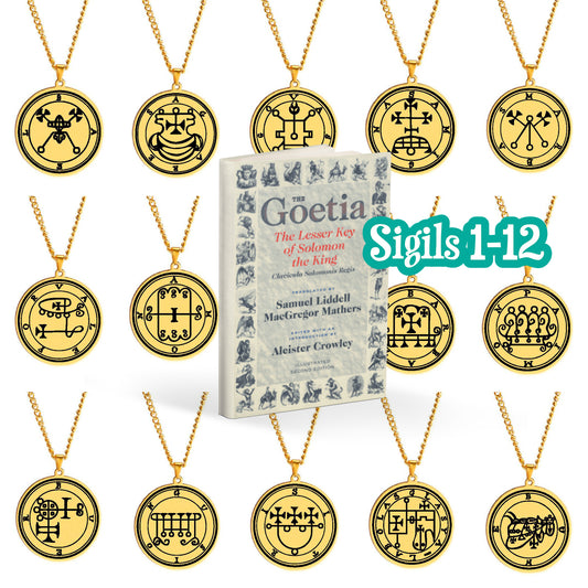 Gold Necklace Of Demon Sigil From The Lesser Key Of Solomon | Goetia Magick Pendants (Sigils 1-12 | Apollo Tarot  Jewelry Shop