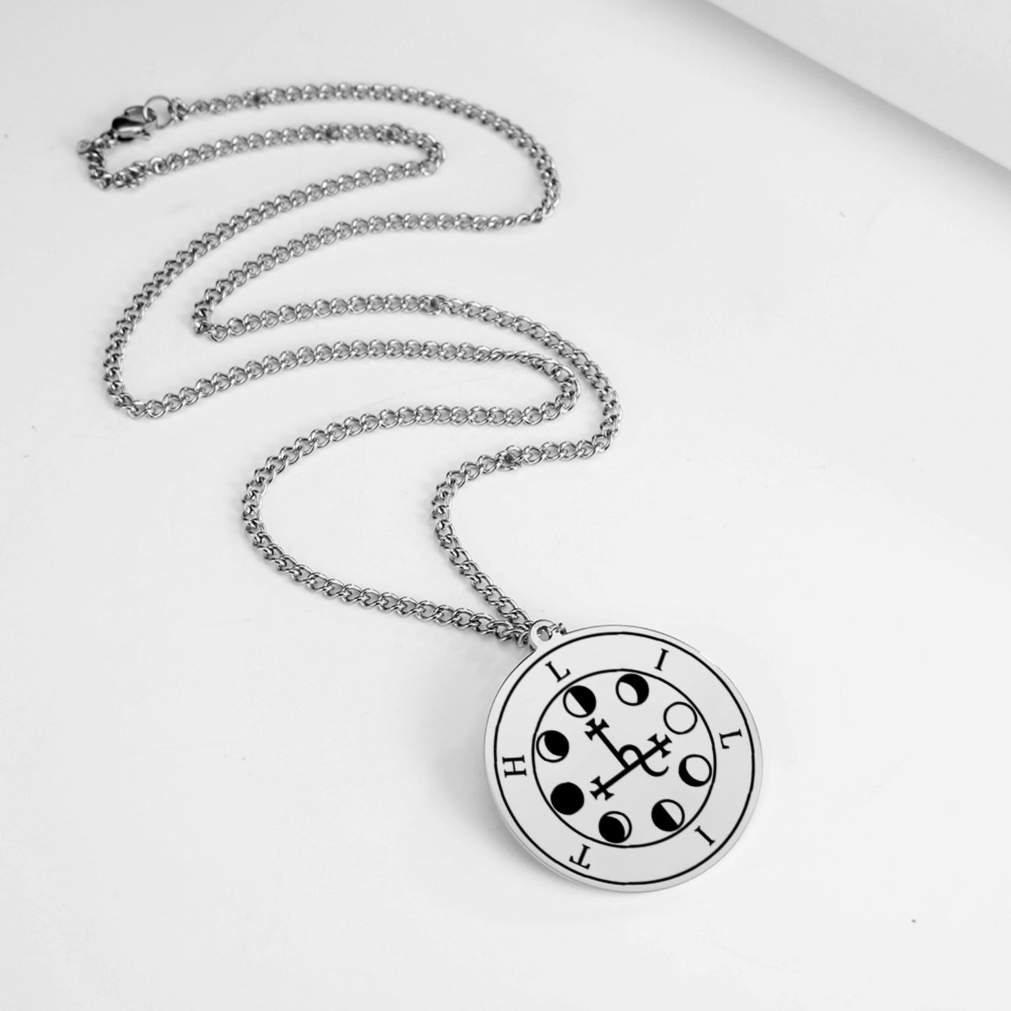 Silver Pendant Necklace With Seals Of The 72 Spirits In The Lesser Key of Solomon (Sigils 37-48)
