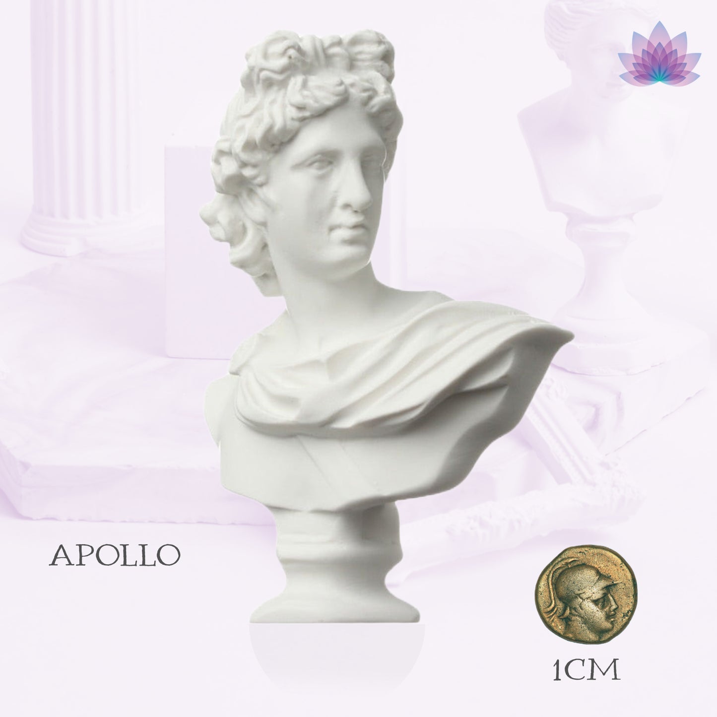 Estátuas de resina da mitologia grega de deuses e deusas Apolo, Atenas, Afrodite, Hermes e Ares