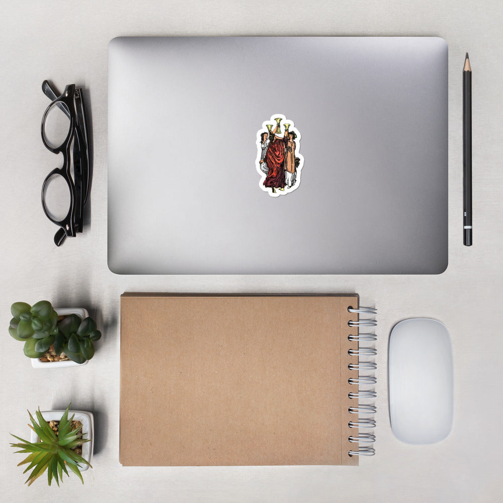 Three of Cups Bubble-Free Stickers | Apollo Tarot