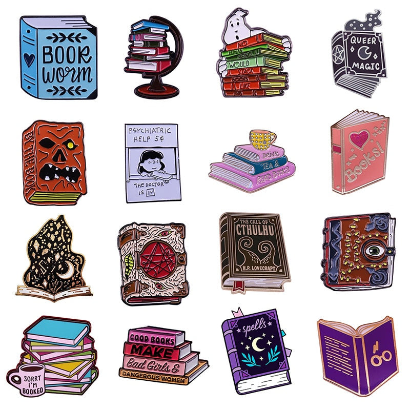 Grimoire Book Worm Witchy Pins | Apollo Tarot