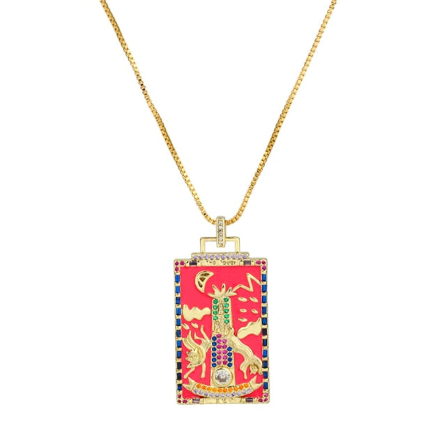 Enamel Tarot Cards Necklace | Apollo Tarot