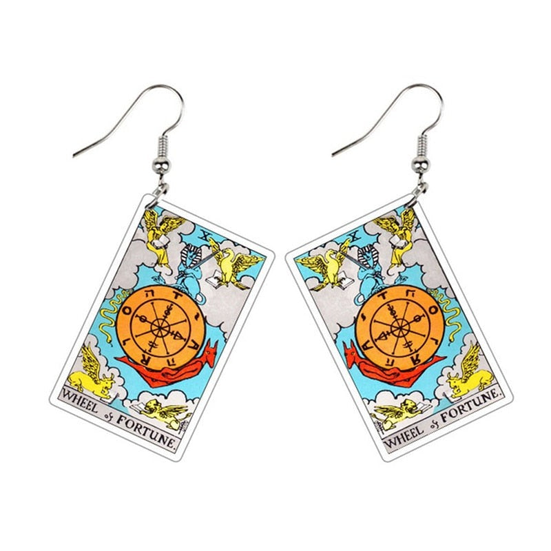Tarot Card Dangle Earrings | Handmade Acrylic Major Arcana Pendants | Esoteric Jewelry | Apollo Tarot
