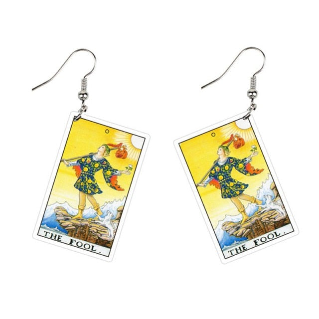 Tarot Card Dangle Earrings | Handmade Acrylic Major Arcana Pendants | Esoteric Jewelry | Apollo Tarot