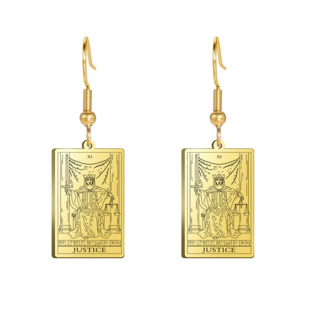 Classic Tarot Card Earrings | Major Arcana Silver or Gold Dangle Pendants | Apollo Tarot Shop
