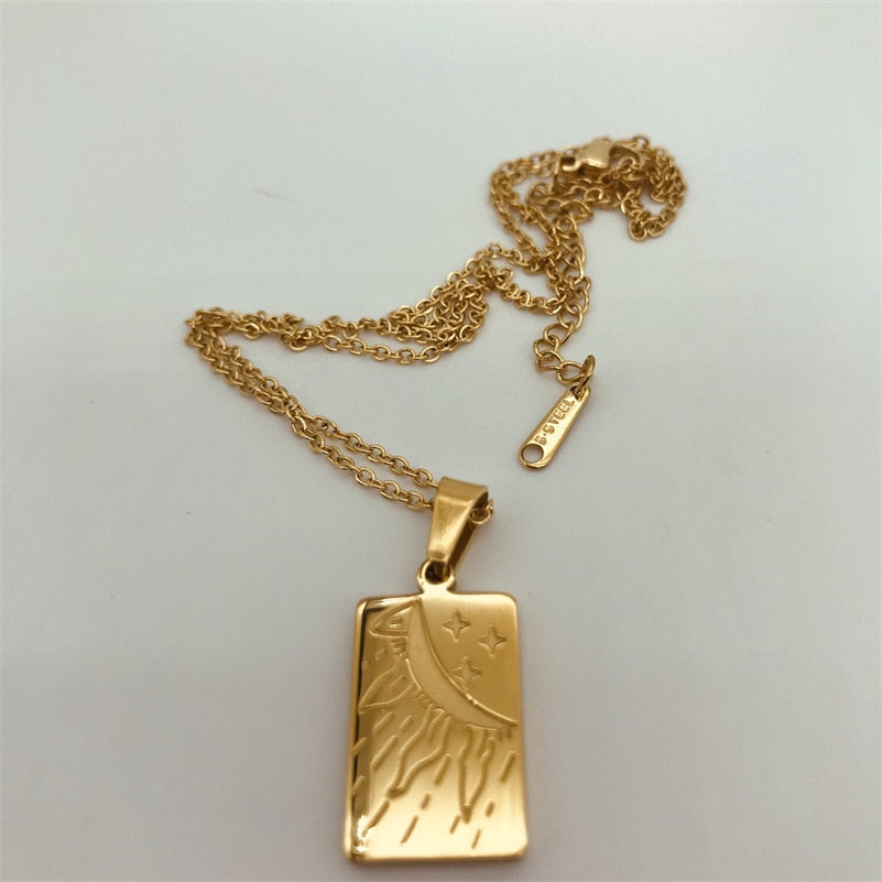 Tarot Card Pendant for Women | Gold Plated Stainless Steel Necklaces | Zodiac Jewelry Gifts | Apollo Tarot