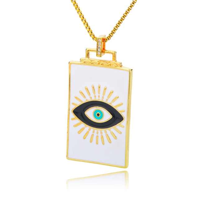 🧿 Evil Eye Necklace | Hamsa Hand Charm | Tarot Card Shaped Pendants