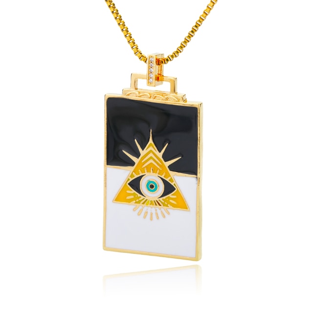 🧿 Evil Eye Necklace | Hamsa Hand Charm | Tarot Card Shaped Pendants
