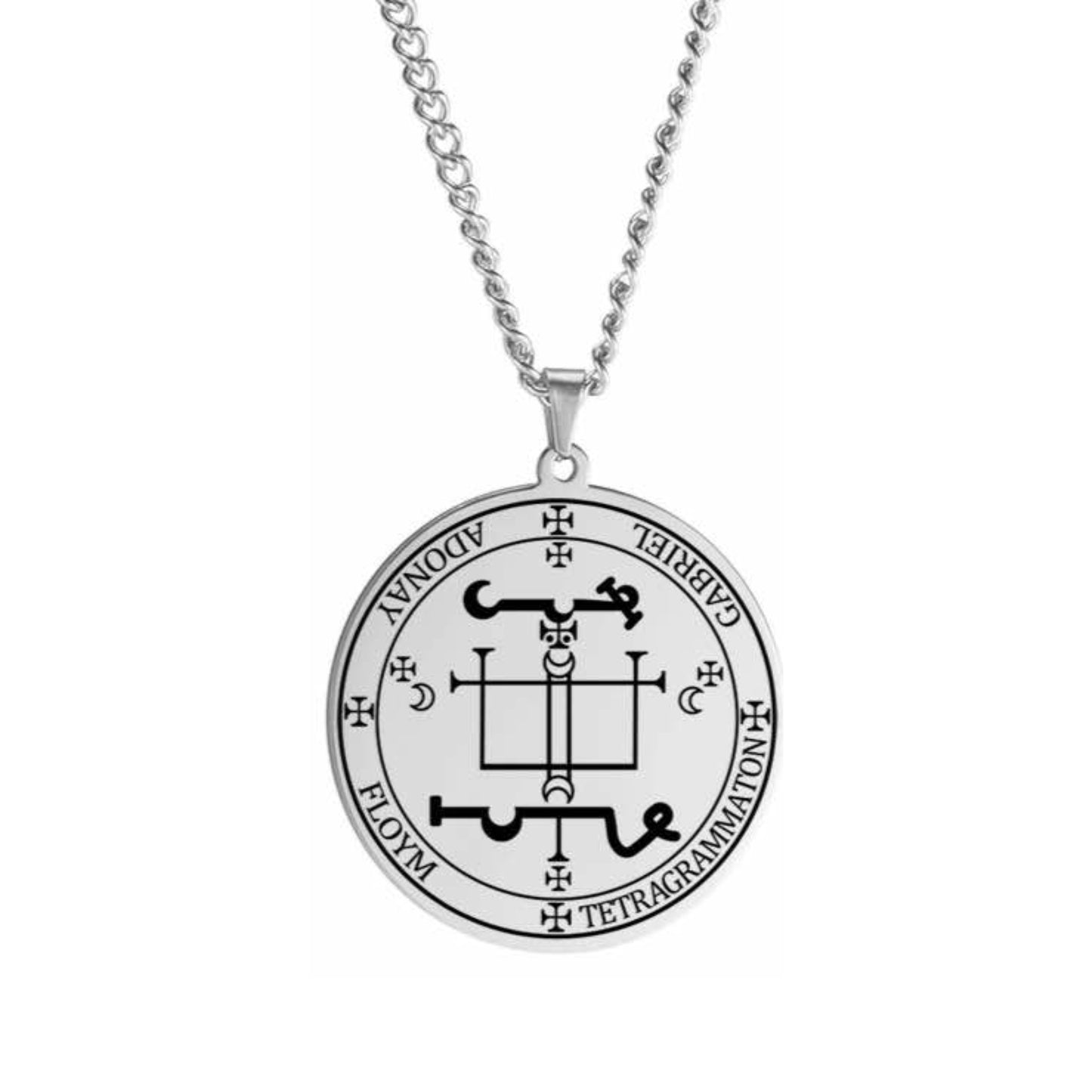 Archangel Sigil Necklaces | Angel Magick Talisman Enochian Amulet | Stainless Steel Long Chain Round Pendants | Apollo Tarot Shop