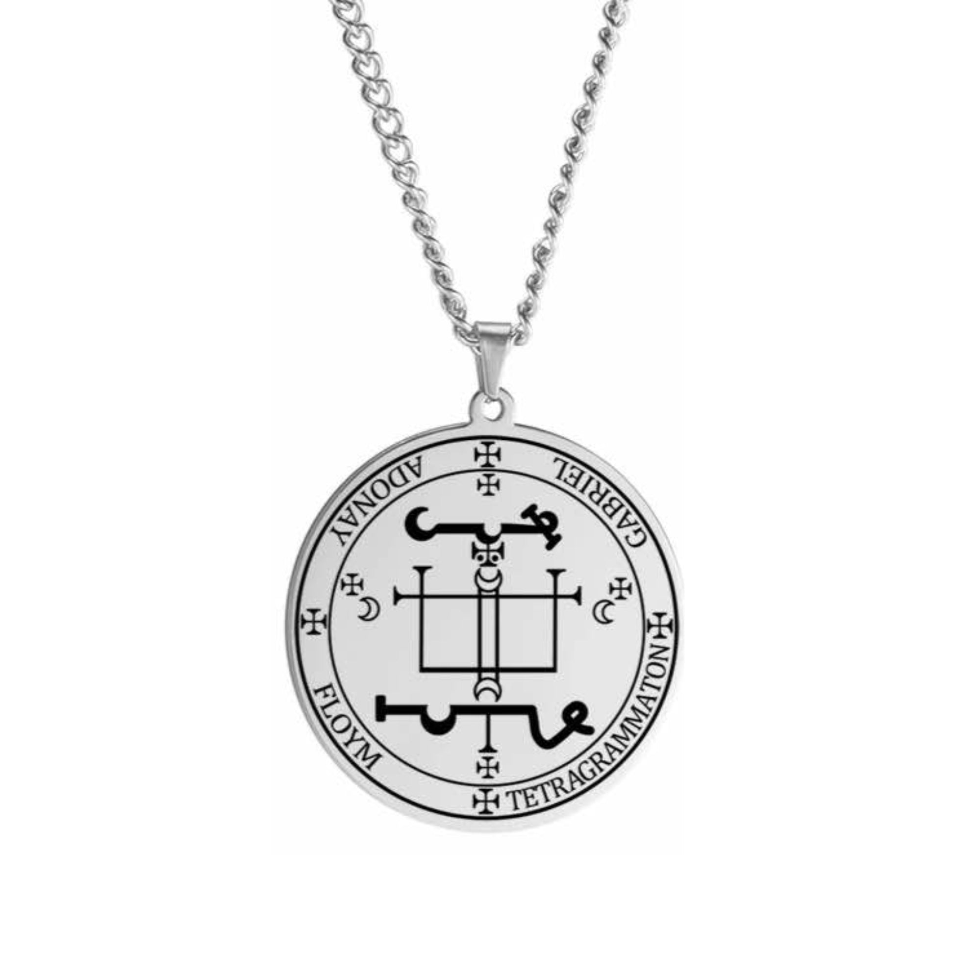 Archangel Sigil Necklaces | Angel Magick Talisman Enochian Amulet | Stainless Steel Long Chain Round Pendants | Apollo Tarot Shop