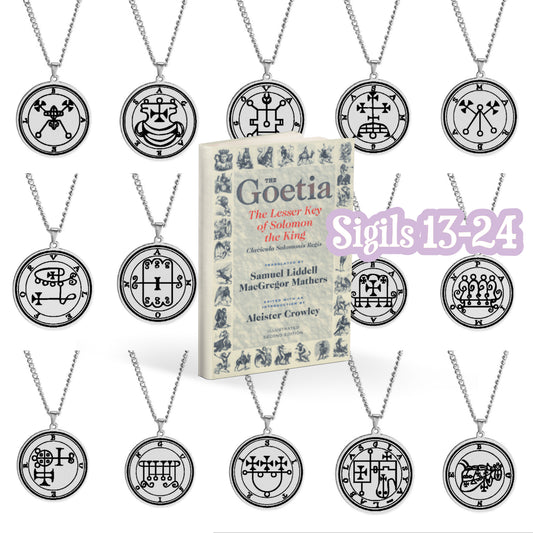 Products Silver Necklace Of Demon Sigil From The Lesser Key Of Solomon | Goetia Magick Pendants (Sigils 13-24) | Apollo Tarot Jewelry Shop