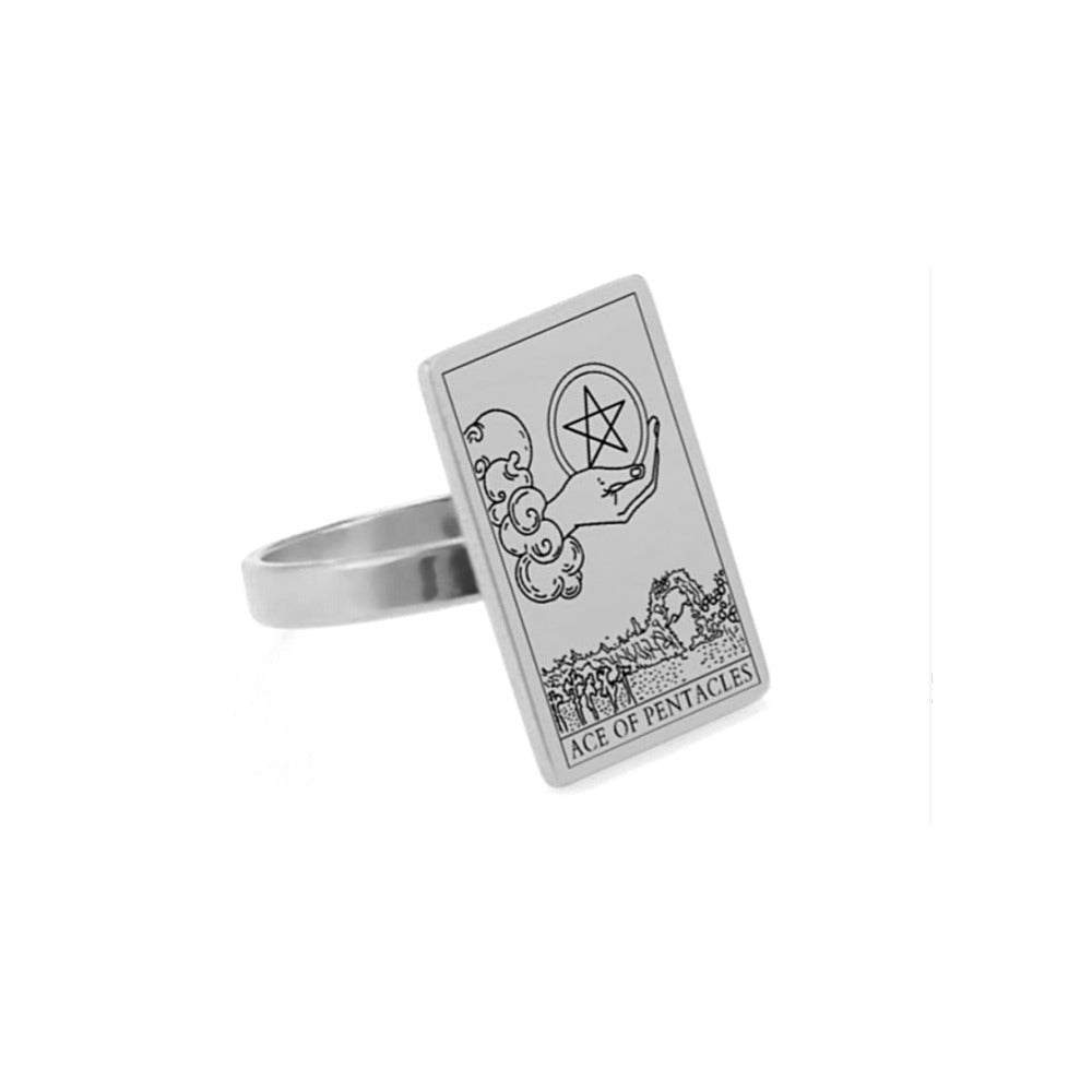 Silver Tarot Ring | Suit of Pentacles Rider-Waite-Smith Cards | Apollo Tarot