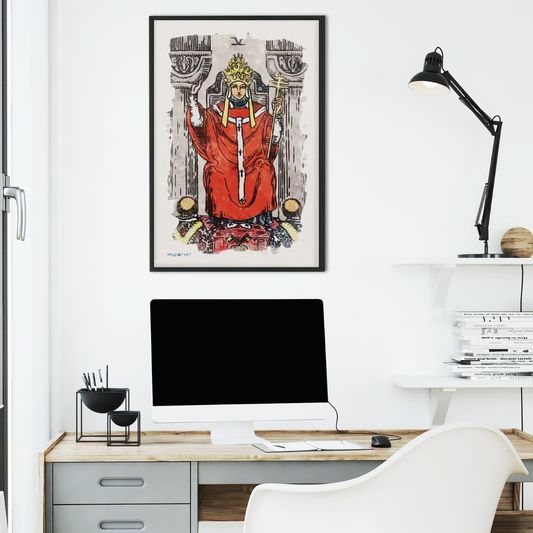 Watercolor of The Hierophant Tarot Card Framed Poster | Apollo Tarot