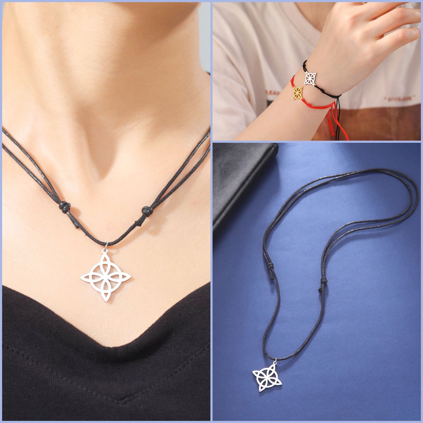 Witch's Knot Jewelry Set | Witchy Celtic Necklace, Bracelet, Earring, & Ring Four-Piece Set | Witchcraft Amulet Gift For Wiccan Pagan Women | Apollo Tarot Shop