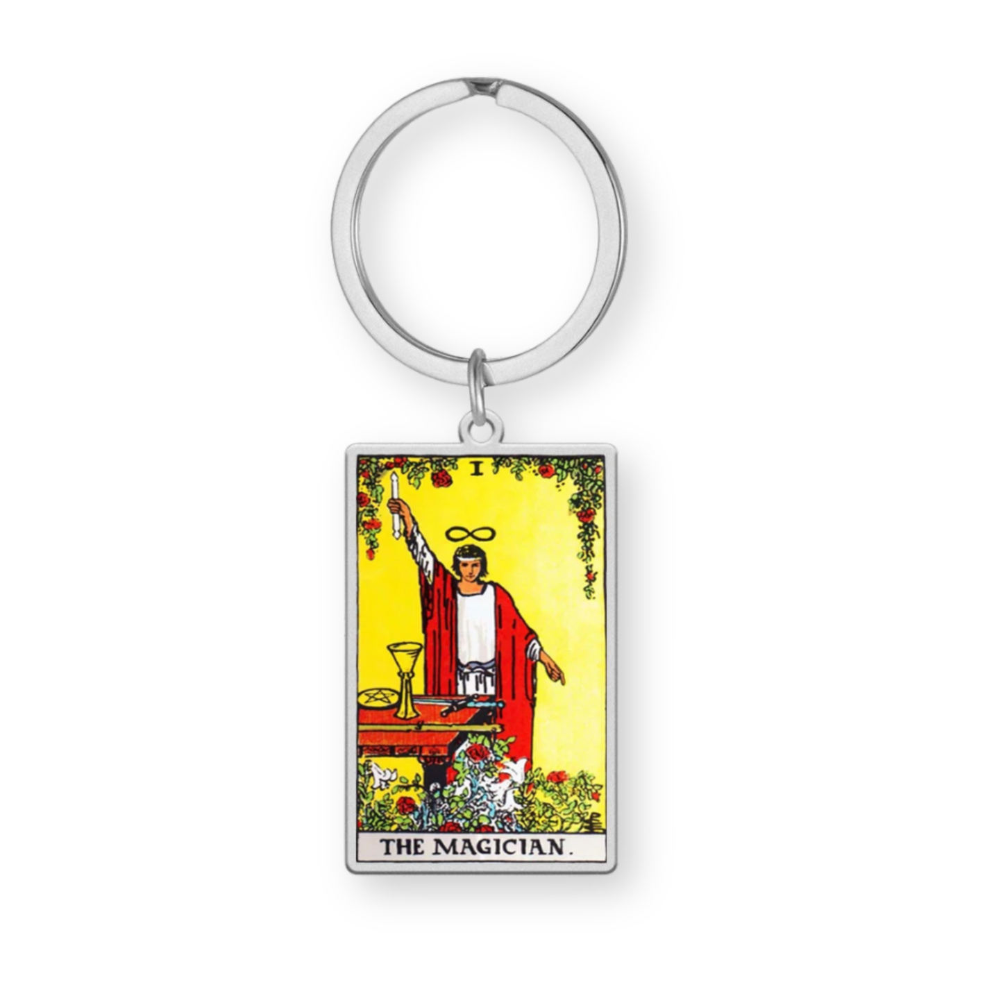 Tarot Card Keychain • Collectable Colored Waite-Style Cards Keyring With Engraved Stainless Steel Pendants • Apollo Tarot Shop