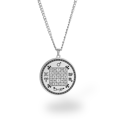 Magic Square Necklace | Planetary Kameas Talisman | Kabbalah Silver Color Stainless Steel Pendants