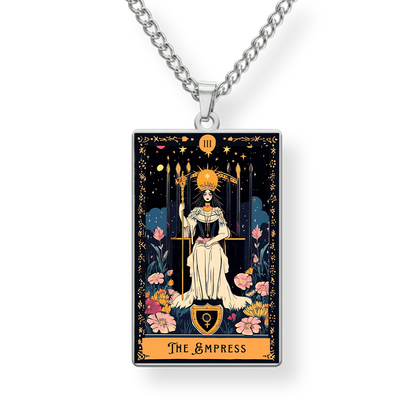 Pendant with 'The Empress' tarot card design on a white background